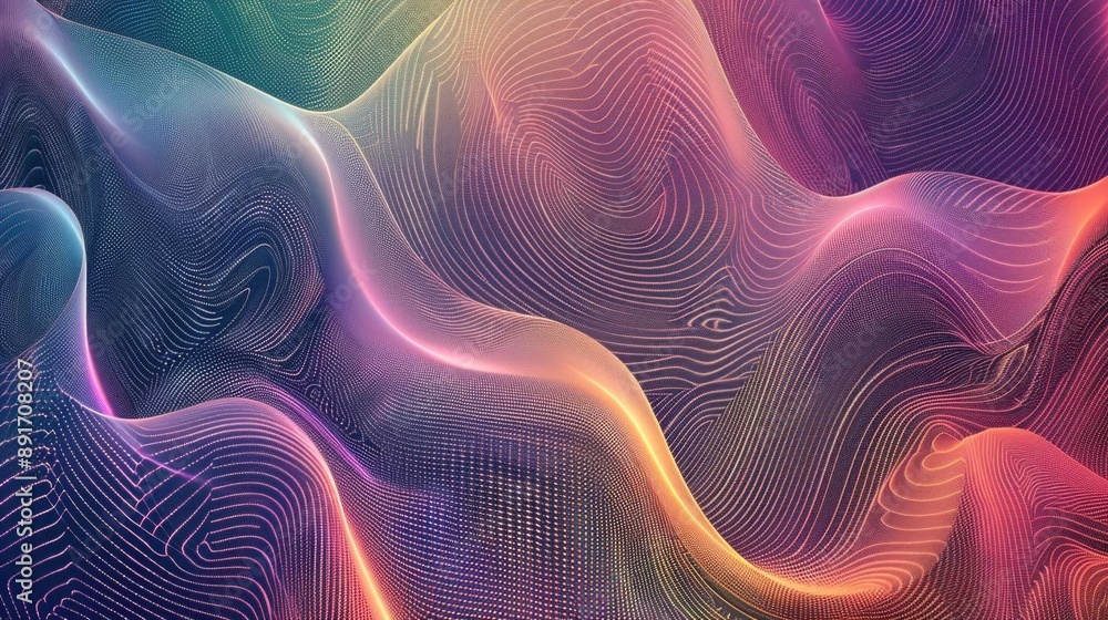 Poster multicolored linear abstract background, featuring dynamic lines and vibrant hues, creating a lively