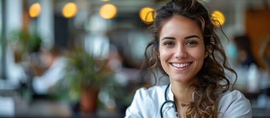Obraz premium Smiling Female Doctor with Stethoscope