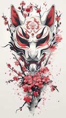 Obraz premium Kitsune mask tattoo design