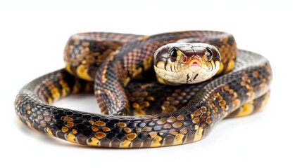 Fototapeta premium Radiated ratsnake isolated on white. Reptiles isolated on white. Photo realistic photo.