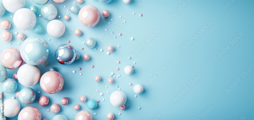 Aufkleber colorful spheres scattered on a soft blue background, creating a visually appealing and modern desig