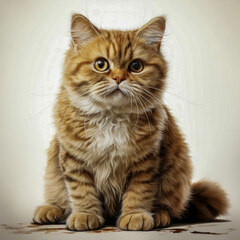 Obraz premium Fluffy Orange Kitten Sitting on White Background