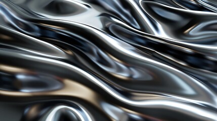 Captivating Reflections on Smooth Silver Waves: A Stunning Display of Metallic Elegance and Fluid Motion