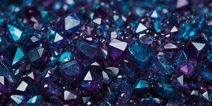 Unique Fancy Abstract Background of Purple Crystal in Blue Background.