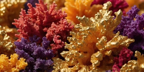 Fototapeta premium Gold red coral orange yellow peach pink magenta purple.