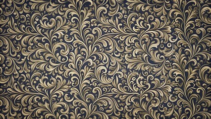 Elegant vintage wallpaper with gold and black swirls, seamless pattern with intricate curls,generative ai 