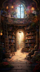 Fototapeta premium Whimsical Library Corner