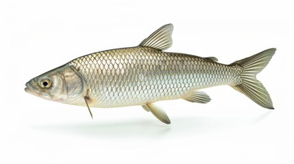 Fototapeta premium Grey mullet fish isolated on the white background. Fish isolated on white. Photo realistic photo.