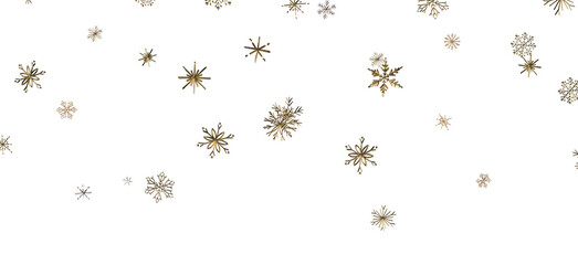 Golden snowflakes falling on a black background A winter wonderland