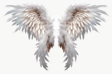 White feathered angel wings symbolizing purity on transparent background