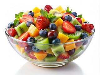 Vibrant Fresh Fruit Salad in Glass Bowl