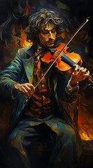 Fototapeta premium Profile of a Violinist