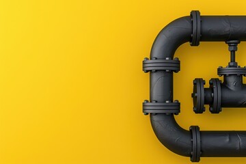 a black pipe with a yellow background