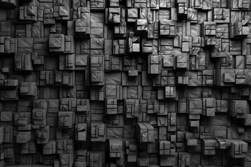 Abstract geometric 3D wall with textured cubic pattern