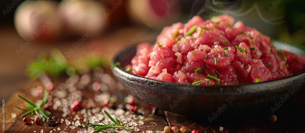 Sticker Freshly Made Tuna Tartare with Herbs and Spices