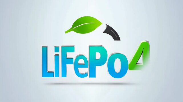 "LiFePo4" logo with green leaf elements on a light background.
Concept: promoting lithium iron phosphate batteries, environmentally friendly technologies and innovative energy solutions.