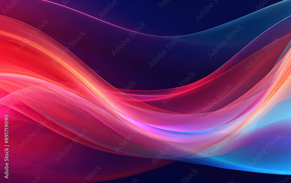 Poster Vibrant abstract blue and red waveform with fluid motion and colorful gradients.