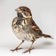 Fototapeta premium Close-up of House Sparrow on White Background