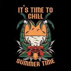 Obraz premium Vintage tattoo illustration, T shirt design, Isolated on black background 