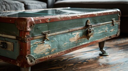 Vintage Suitcase Upcycled into Chic Coffee Table with Glass Top - Unique DIY Furniture Transformation Concept