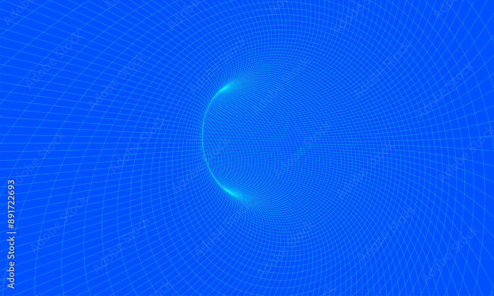 Poster abstract wireframe 3d tunnel. perspective mesh background texture. mesh model of a wormhole, vortex.