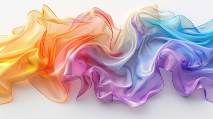 Fototapeta premium Flying rainbow silk on white background