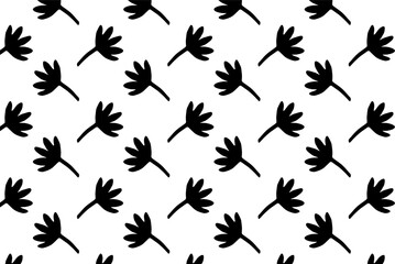 Fototapeta premium Black and white pattern, abstract seamless background, vector botanical print hand-drawn