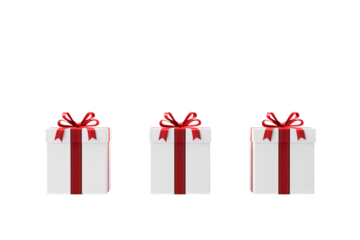 white gift box with red ribbon on a white background(isolated)