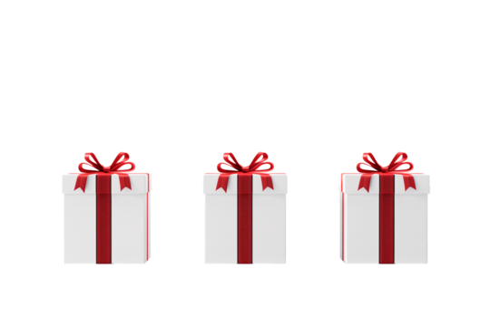 white gift box with red ribbon on a white background(isolated)