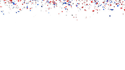 Labor day, USA confetti on White Background. Flying holiday tinsel. 