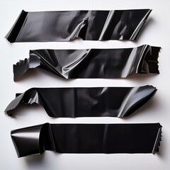 black matte adhesive torn tape objects