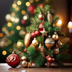 Fototapeta premium christmas tree decorations with ornaments