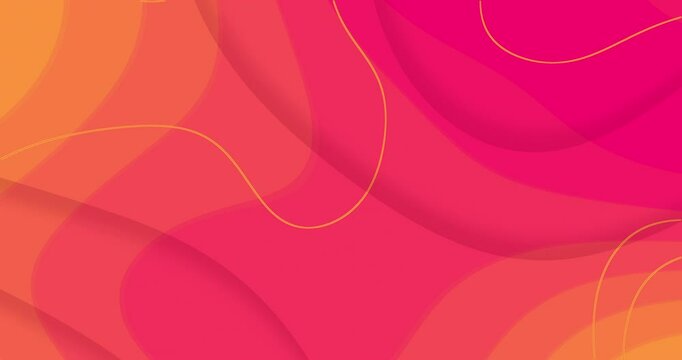 4k bright yellow orange pink red animated fluid background. Geometric  liquid morphic. Minimal funny style. Summer hot wavy pattern. Back to school blank animation. Seamless loop banner. Curved lines