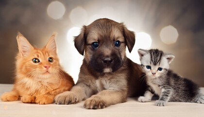 Fototapeta premium puppy and kitten