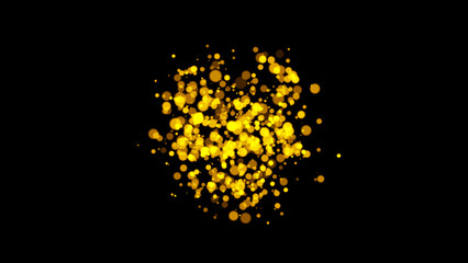 Golden glitter Confetti Party Popper Explosion on Black Background