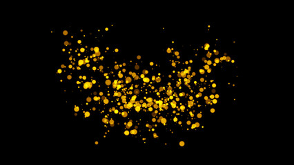 Golden glitter Confetti Party Popper Explosion on Black Background