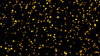 Gold glitter particles. Falling glitter particles on Black Background