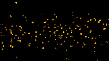 Gold glitter particles. Falling glitter particles on Black Background
