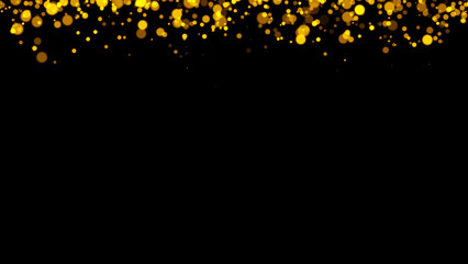 Gold glitter particles. Falling glitter particles on Black Background