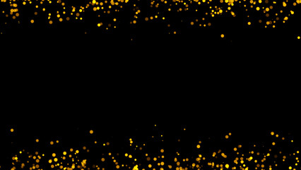 Gold glitter particles. Falling glitter particles on Black Background