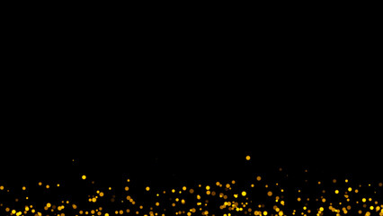 Gold glitter particles. Falling glitter particles on Black Background