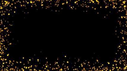 Gold glitter particles. Falling glitter particles on Black Background