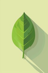 a green leaf on a yellow background