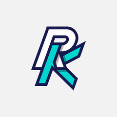 Initial Letter KR or RK Logo, Monogram Logo letter K with R combination, design logo template element, vector illustration