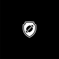 American Football ball and shield icon isolated on dark background