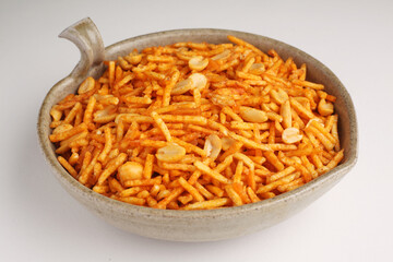 Fried potato falahari chivda, Aloo chiwda is also known as a Fasting snack. Prepared using potatoes, dry fruits ,peanuts  and mild spices for Navaratri

