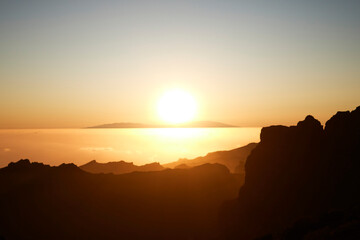 sunset over the mountains