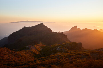 sunset in the mountains
