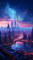 Obraz premium Dystopian City Skyline