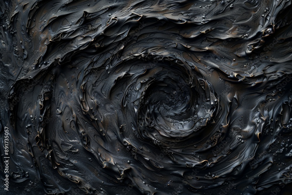 Aufkleber this image captures a dark, swirling vortex of textured surface patterns in shades of black and gray